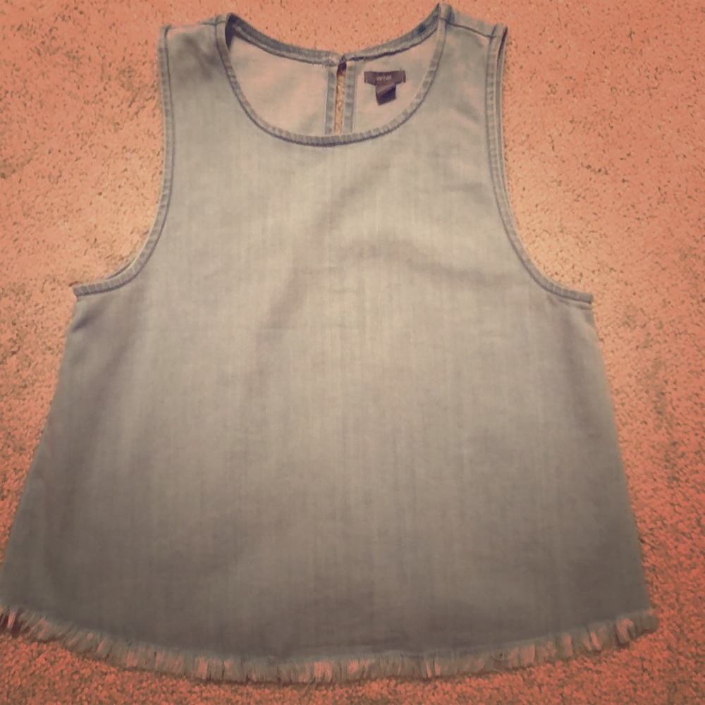 Chambray Tank Top With Subtle Open Back - image 1